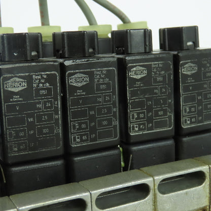 Herion 26254 5 Pneumatic Solenoid Valve Bank 1.5-10 Bar 24VDC Coil