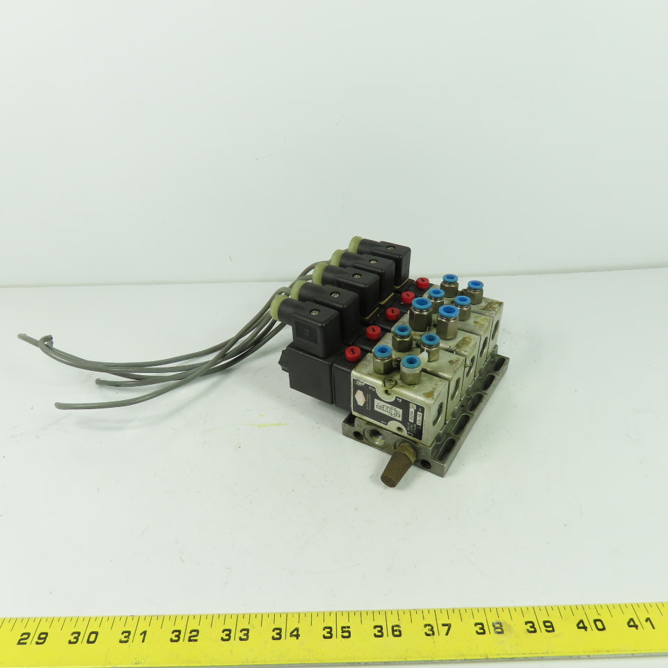 Herion 26254 5 Pneumatic Solenoid Valve Bank 1.5-10 Bar 24VDC Coil