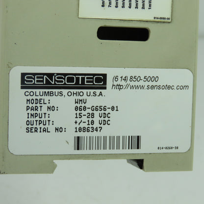 Sensotec 060-G656-01 WMV Honeywell Input 15-28VDC Output +/-10VDC