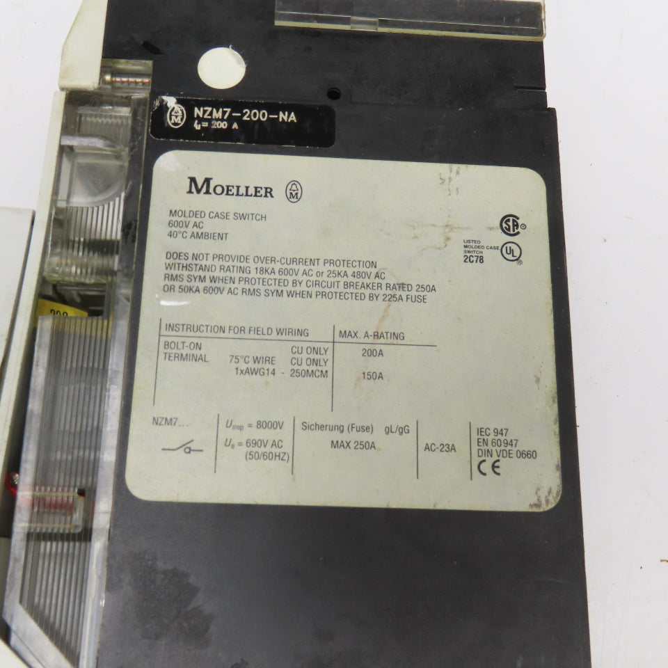 Moeller NZM7-200-NA 200A 600V Molded Case Switch