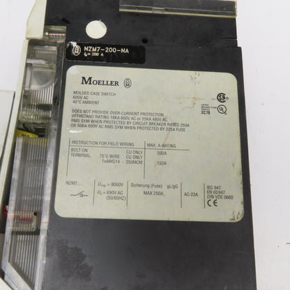 Moeller NZM7-200-NA 200A 600V Molded Case Switch