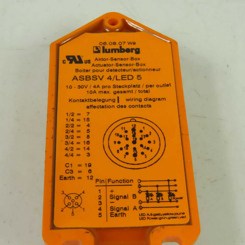 Lumberg ASBSV 4/LED 5 Actuator Sensor Box 10-30V 10A