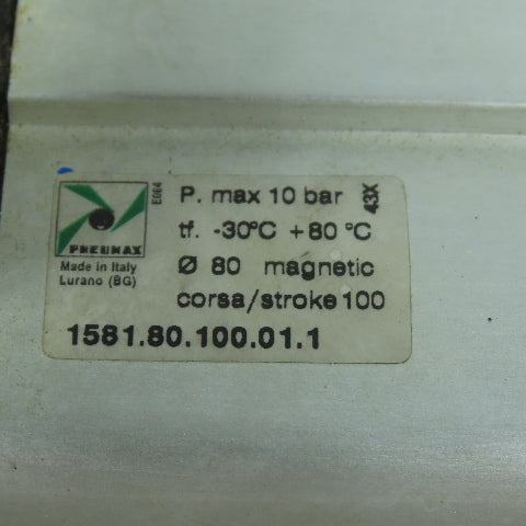 Pneumax 1581.80.100.01.1 Double Acting Pneumatic Cylinder 100mm Stroke 80mm Bore
