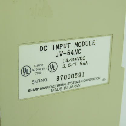 Sharp JW-64NC 64 Point Input Module 12-24VDC 3.5/7 5mA