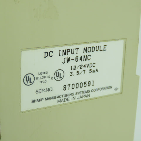 Sharp JW-64NC 64 Point Input Module 12-24VDC 3.5/7 5mA