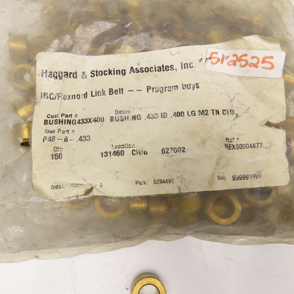 Haggard & Stocking P48-8-.433 .433 ID x .400 TiN Coated Bushing Lot Of 150