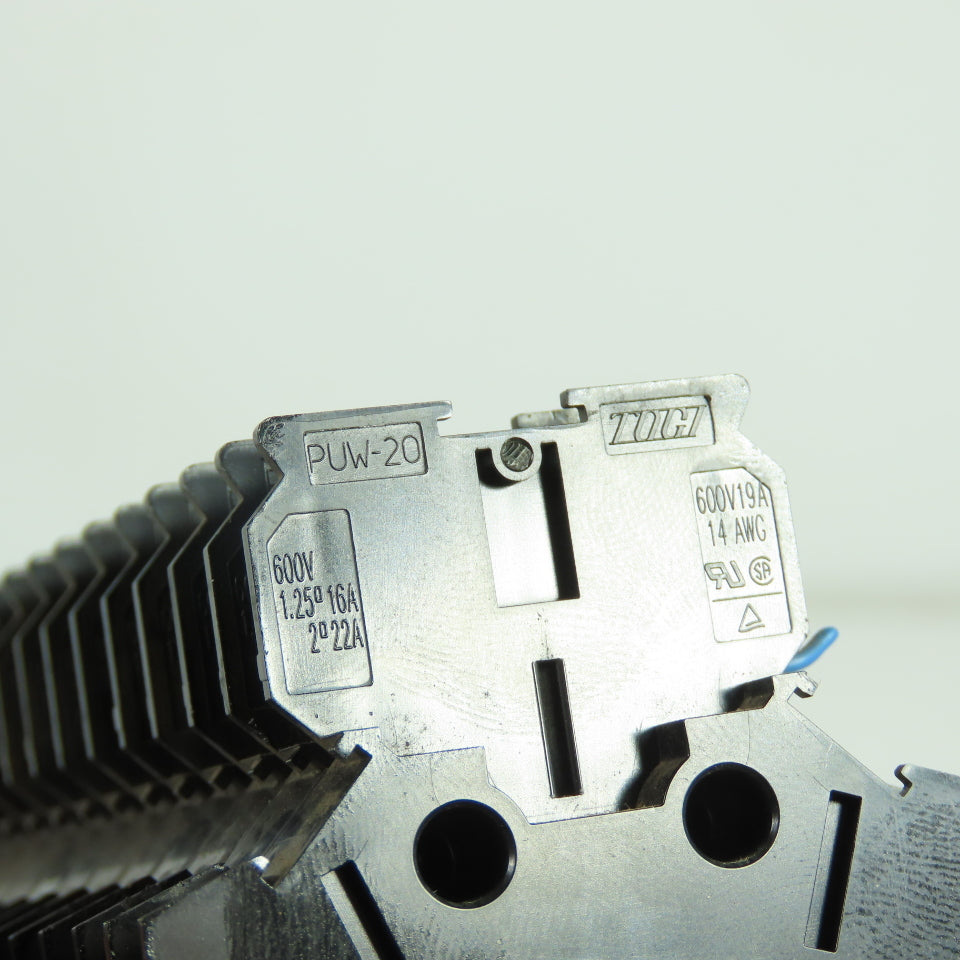 Togi PUW-20 Din Rail Terminal Block 600V 19A 14AWG Lot Of 50