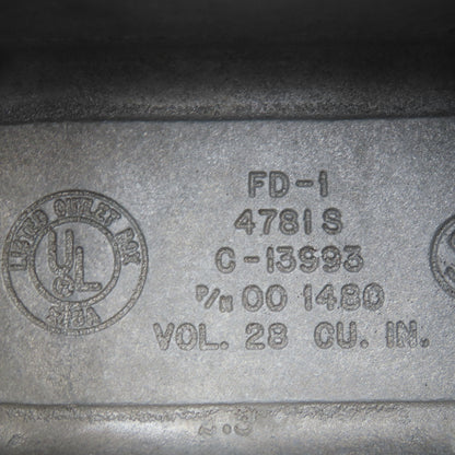 Killark FD-1 1/2" Hub Aluminum Deep Dead End Electrical Box