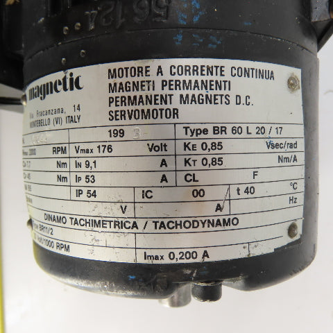 Magnetic BR 60 L 20 / 17 Nmax 2000RPM Permanent Magnet DC Servo Motor 176VDC