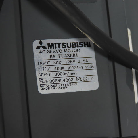 Mitsubishi HA-FF43BG1 AC Servo Gear Motor 3AC 126V 3000RPM 2.5A 400W
