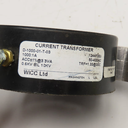 WICC Ltd. D-1000-01-T-03 1000:1 A 50-400Hz Current Transformer
