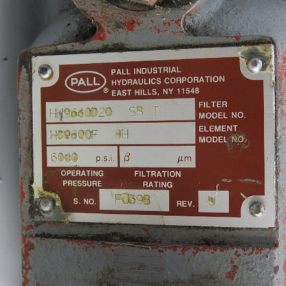 Pall HH9660D20 SB T High Pressure Hydraulic Filter 6000PSI