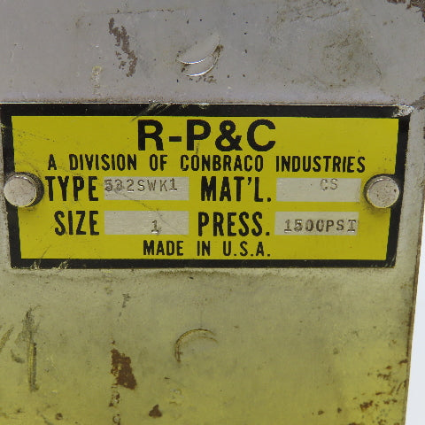 R-P&C Conbraco 532SWK1 Size 1 3 Port Square Strainer 1500PSI