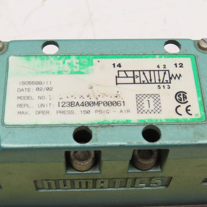 Numatics 123BA400MP00061 2 Position Pneumatic Valve On Manifold 24VDC Coil