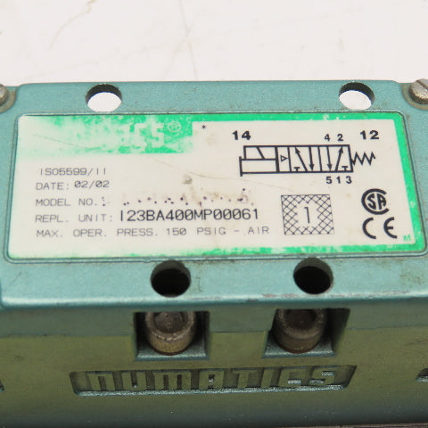 Numatics 123BA400MP00061 2 Position Pneumatic Valve On Manifold 24VDC Coil