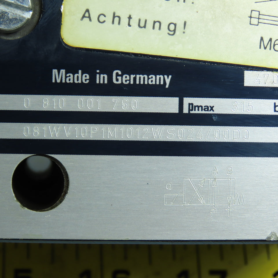Bosch 0 810 001 760 081WV10P1M1012WS024/00D0 5/2 Way Hydraulic Valve 24VDC