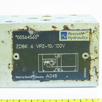 Rexroth ZDBK 6 VP2-10/100V Hydraulic Pressure Relief Valve