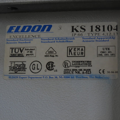Eldon KS 18104 71" x 15-1/2" x 39" Tall Electrical Enclosure W/ Backplate