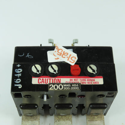 Siemens J646+ 200A Magnetic Adjustable Trip 900-2000