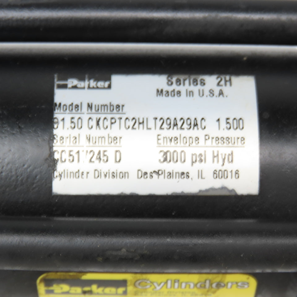 Parker CKCPTC2HLT29A29AC 1-1/2" Bore 1-1/2" Stroke Double Rod Hydraulic Cylinder