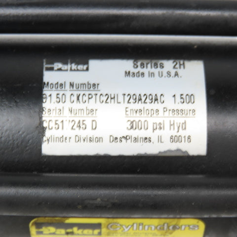 Parker CKCPTC2HLT29A29AC 1-1/2" Bore 1-1/2" Stroke Double Rod Hydraulic Cylinder