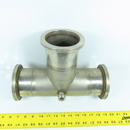 4" Stainless Steel 3-Way Tee 12.5" OAL (3.8" ID)