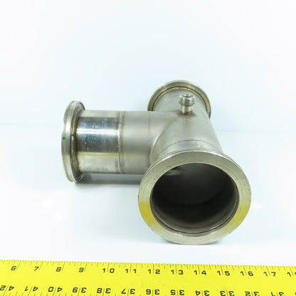4" Stainless Steel 3-Way Tee 12.5" OAL (3.8" ID)
