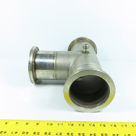 4" Stainless Steel 3-Way Tee 12.5" OAL (3.8" ID)