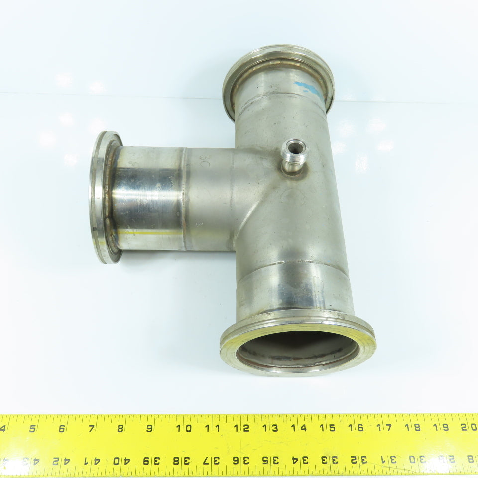 4" Stainless Steel 3-Way Tee 12.5" OAL (3.8" ID)