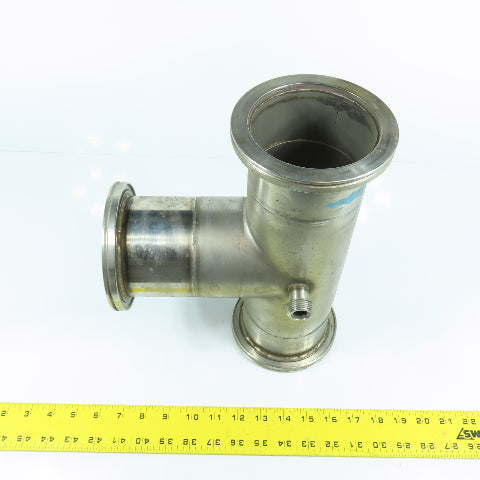 4" Stainless Steel 3-Way Tee 12.5" OAL (3.8" ID)