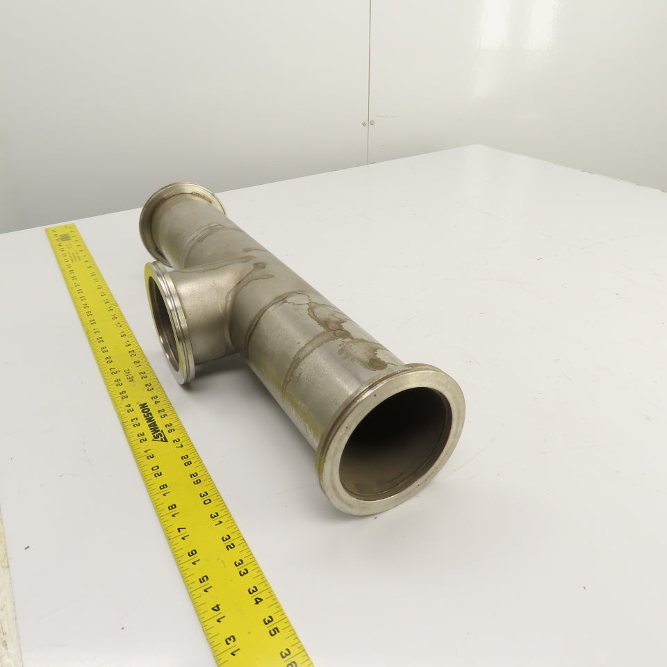 4" Stainless Steel 3-Way Tee (5.1" Flange OD) 21-5/8" OAL