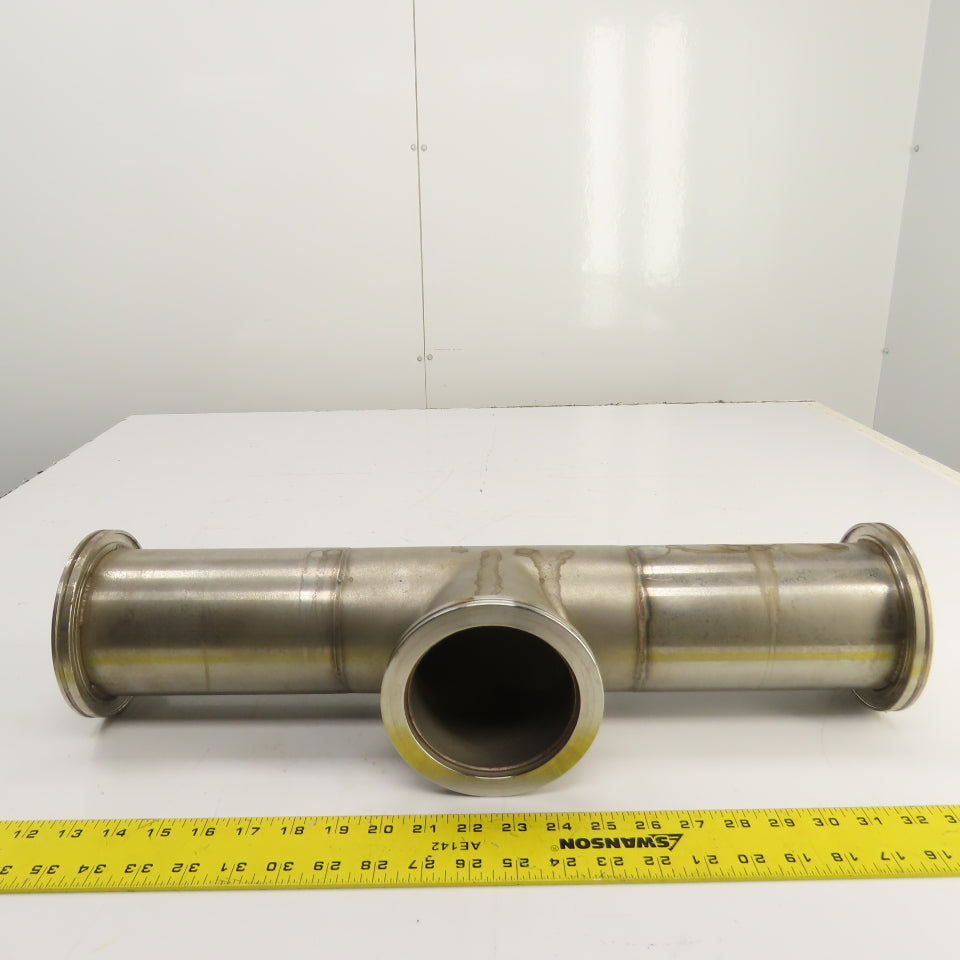 4" Stainless Steel 3-Way Tee (5.1" Flange OD) 21-5/8" OAL