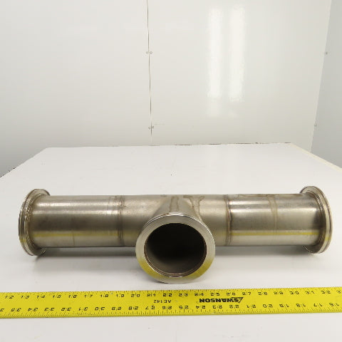 4" Stainless Steel 3-Way Tee (5.1" Flange OD) 21-5/8" OAL