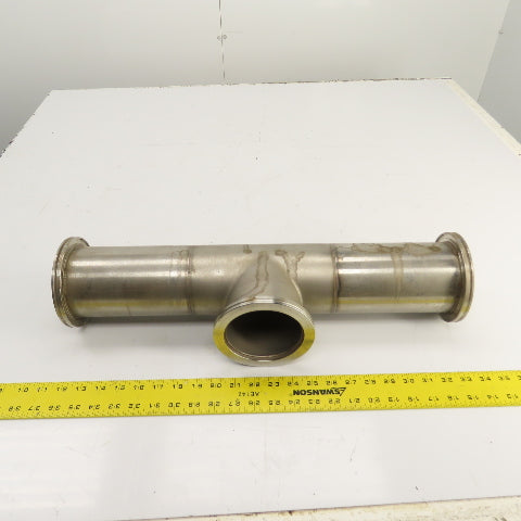 4" Stainless Steel 3-Way Tee (5.1" Flange OD) 21-5/8" OAL