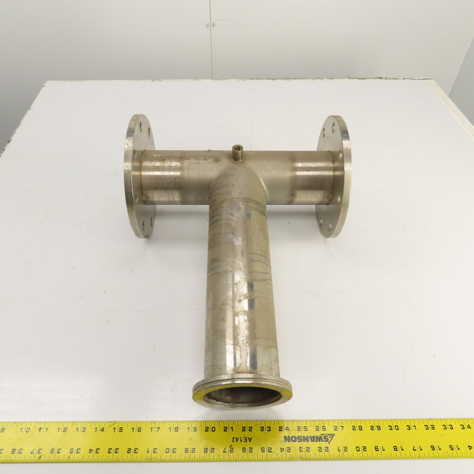 4" Stainless Steel 3-Way Tee (9" Flange OD) 14.5" OAL