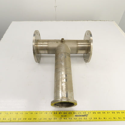 4" Stainless Steel 3-Way Tee (9" Flange OD) 14.5" OAL
