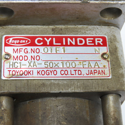 Toyoki HC1-XA-50X100-FAA 50mm Bore 100mm Stroke Double Acting Hydraulic Cylinder