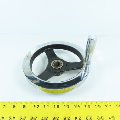 7-3/4" Chrome Plated Cast Iron Machine Advance Hand Crank Wheel 3/4" Bore