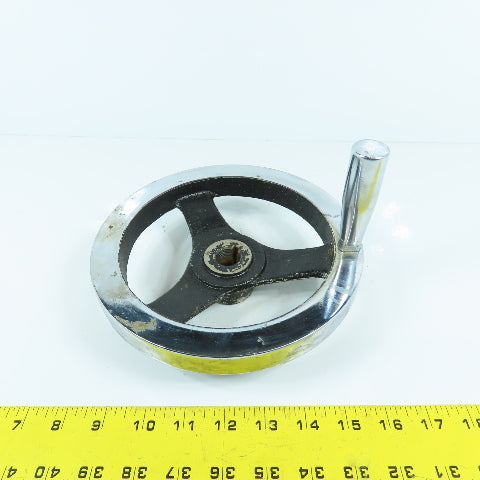 7-3/4" Chrome Plated Cast Iron Machine Advance Hand Crank Wheel 3/4" Bore
