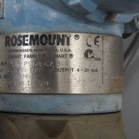 Rosemount CD2A22A1AS2B4I5M5 Pressure Transmitter 10.5-55VDC 285PSI Max 4-20mA