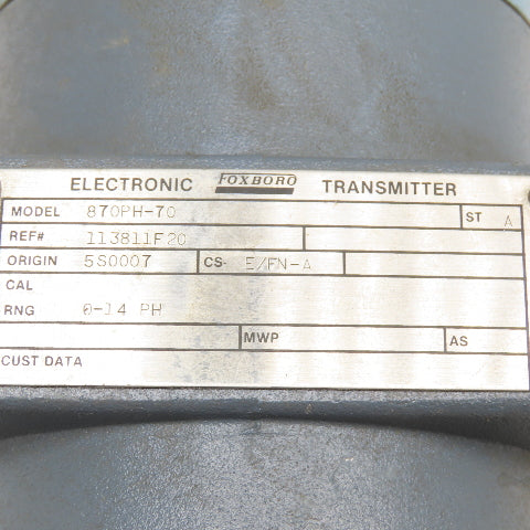 Foxboro 870PH-70 Electronic Transmitter 0-14PH 1/2" NPT