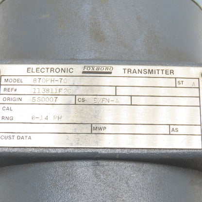 Foxboro 870PH-70 Electronic Transmitter 0-14PH 1/2" NPT