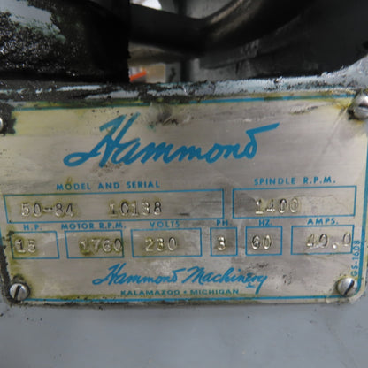 Hammond 50-84 15HP 12" Single Head Polisher Buffing Jack 3Ph 230/460V