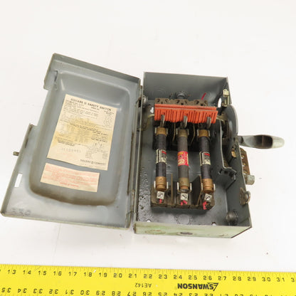 Square D H-361 30A Fusible Safety Disconnect Switch 600VAC 15HP 3-Pole