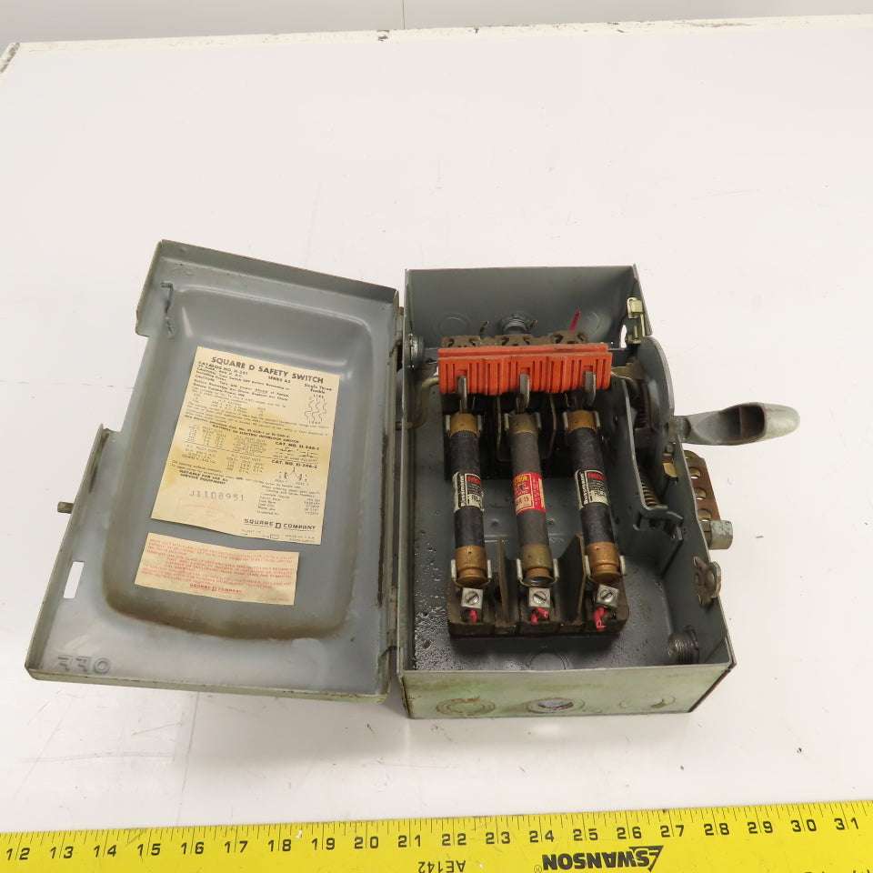 Square D H-361 30A Fusible Safety Disconnect Switch 600VAC 15HP 3-Pole
