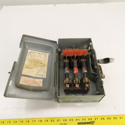 Square D H-361 30A Fusible Safety Disconnect Switch 600VAC 15HP 3-Pole