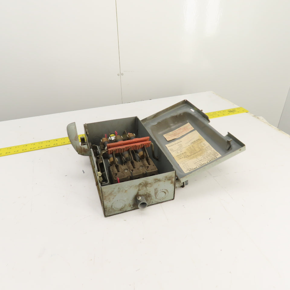 Square D H-361 30A Fusible Safety Disconnect Switch 600VAC 15HP 3-Pole