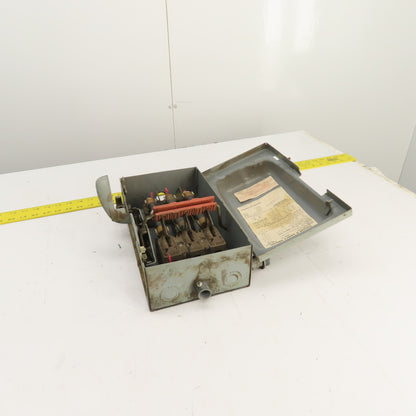 Square D H-361 30A Fusible Safety Disconnect Switch 600VAC 15HP 3-Pole