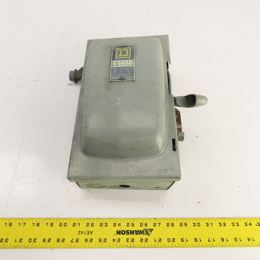 Square D H-361 30A Fusible Safety Disconnect Switch 600VAC 15HP 3-Pole
