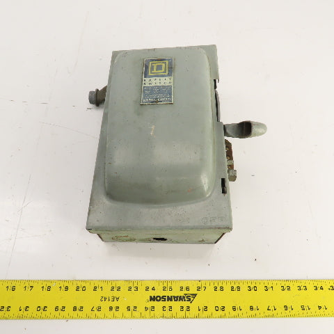 Square D H-361 30A Fusible Safety Disconnect Switch 600VAC 15HP 3-Pole